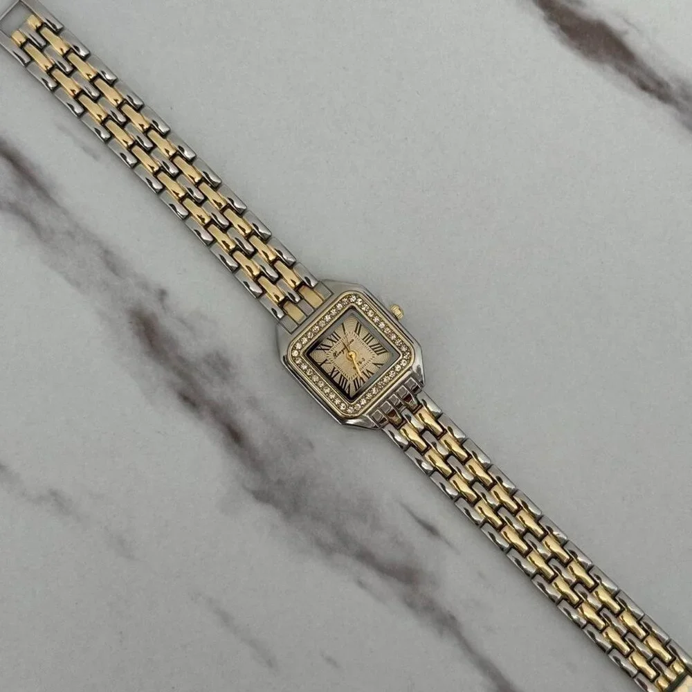 Sku0469 Casual Gold Silver Women Fashion Square Watch Stainless steel + gift bag
